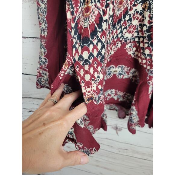 Free People Smooth Talker Red Floral Boho Chic Mini Dress Women's Size Medium - Picture 6 of 11